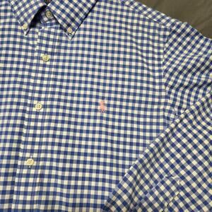 Ralph Lauren Mens Classic Fit Long Sleeve Button Down - PINK PONY LOGO